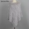 Kvinnors jackor Jancoco Max Ankomst Riktigt kaninpäls stickad Poncho Raccoon Collar Shawl Winter Capes Pullover S7110 230808