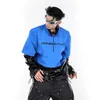 Mens Hoodies Sweatshirts IEFB Niche PU Leather Spliced Fashion Drawstring Shoulder Pad Long Sleeve Hoodie Loose Trend Pullover 9C990 230808