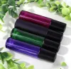 wholesale 10ml 1/3oz Black Fragrances ROLL ON GLASS BOTTLE ESSENTIAL OIL Metal Roller Ball BY DHL/EMS Free Shipping LL