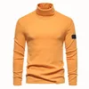 2023 Rollkragen-Basishemd, modisches Herren-Langarm-T-Shirt, einfarbig, Herbst- und Winterkleidung, verdickt mit warmer Herrenbekleidung, Gezeitenstein-Langarmshirt