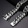 316L Stainless Steel Miami Cuban Link Chain Necklaces Bracelets Hip Hop High Polished Original Steel Cast Punk Jewelry Sets Choker Chains For Men Women 6mm-22mm