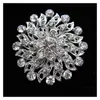 Jewelry Sparkly Sier Plated Clear Rhinestone Crystal Flower Diamante Brooch Bouquet Party Pins Drop Delivery Events Accessories Dhtpt