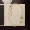4 Style Women Designer Choker Pink Diamond Necklace Chain Pearl Fashion Women Letter Bendant Dething Gdedder Jewelry Jewelry Coppy Sloy