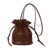 Drawstring Small Bag Women's Mini Solid Soft Leather 2023 New One Shoulder Crossbody Bag with Western Texture Popular PU Bucket Bagstylishdesignerbags