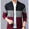 Blusas Masculinas Bugilaku Cardigã Listrado Outono Homens Manga Comprida Casual Zipper Top Homem Cor Contraste Vida Diária Simples Blusas de Malha Hombre