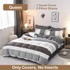 Bettwäsche-Sets dreiteils Streifen Quilt Cover Kissenbezüge Luxus cooler atmungsaktiv