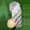 Superbe perruque grise ondulée avec dentelle frontale pour femme – Cheveux humains colorés 613 avec partie frontale en T – Cheveux raides d'aspect naturel – Dentelle transparente 13 x 6