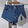 Женские шорты Y2K Summer Pashed Ownestone Bow Open Cotton Denim Shorts2023 Модная универсальная высокая талия сплайсин