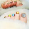 False Nails Colorful Shiny Glitters Toe Nail Full Coverage Stylish Color Matching Fake For Valentine's Day Lover Gift