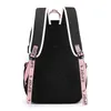 Torby szkolne Fengdong duże szkolne torby dla nastoletnich dziewcząt USB Port Port Canvas School Student Book Bag Fashion Black Pink Teen School Plecak 230809