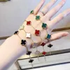 clover bracelet Titanium Steel Colorful Five Flower Bracelet Exquisite Double sided Five Leaf Grass Bracelet High Colorful Titanium Steel Necklace Limited