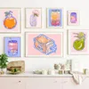 Canvas Painting Cartoon Style Bubble Tea Soda Drinks Fruit Juice Wall Art Nordic Anime Drinks Posters Prints Aesthetic Pictures Kitchen Dining Room Decor Wo6