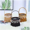 Storage Baskets Handmade Wood Basket Woven For Kitchen Garden Wall Flower Pot Fruit Vegetable Sundries Organizer Decor Drop Delivery H Dhmbv