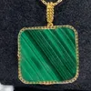 Colar com Pingente de Esmeralda Feminina Vintage Malaquita Verde Jade Pingente de Trevo Colar Banhado a Ouro 18K Jóias Clássicas Simples