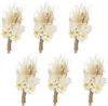 Flores decorativas Boutonnieres mini buquê seco com alfinete para boho bolo de aniversário de casamento mesa decoração de festa de aniversário