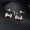 Backs Earrings Romantic Crystal Copper Tie/Flower Clip For Women Classical Cute Charming Gift Handmade Jewelry Accessory Wholesale