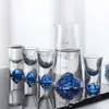 Crystal Liquor Vodka Shot Glass Blue Mountain Wine Glasses Whisky Glass Spirits Japan Sake Korean Soju Brandy Shot Cup HKD230809