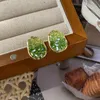 The Wizard of Oz is extremely beautiful in spring with a gradient of green and diamond women high sense of sophistication Spring and summer earrings for women 0000183