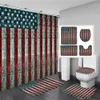 Tandborstehållare United States Flag Shower Curtain Set America Printed Bath Curtains Badrum Dekor Toalettlocket Cover Nonslip Rugs Mats 230809