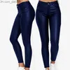 Kvinnor Pants Capris Spring Women's Pu Leather Pants Black Sexy Elastic Bodycon Trushers Women's High midja Long Casual Pencil Pants Plus Size S-3XL Z230809