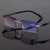 Okulary przeciwsłoneczne Modne okulary czytania kobiety bezramowe diamentowe dziewczęta od 1,0 do 4,0 Dnia Matki Prezent Blue Light Gafas