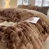 Conjuntos de ropa de cama Gradiente de lujo Caramelo Brown Faux Fur Fur Velvet Fleece Juego de ropa de cama esponjosa Soft Dórmale Cubra de almohadilla de almohadilla de la cama 230809