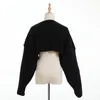 Women's Knits Tees Sexy cropped cardigan knitted short cardigan sweaters for women fashion cute tops korean style long sleeve top batwing sleeve 230808