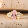 Cluster Rings Women S925 Silver Emerald Lab Grown Gems 5a Zircon Luxury Cut Shine Ring Evening Party Jewelry Weddnig