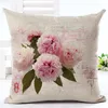 Rose hortensia housse de coussin bleu floral cojines décoratif style européen almofada décoration 45cm canapé jeter taie d'oreiller195m