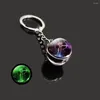 Porte-clés Vente Rêve Douze Constellations Lumineux Double Face Boule De Verre Porte-clés Pendentif Accessoires Mode Charme Petit Cadeau