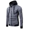 Hommes sweats à capuche 2023 fermeture éclair hommes sweats automne hiver veste décontractée écharpe col mode à capuche mâle vêtements d'extérieur Slim Fitness hauts