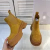 2023 nouvelles grosses bottes jaunes à semelle épaisse jambe courte Chelsea Martin bottes pour femmes rétro cuir style britannique bottines marée