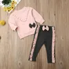 Clothing Sets Autumn Baby Girl Long Sleeve Bow Sweatshirt Pants Leggings Set Outfit Toddler Kid Clothes 2PCS