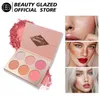 Blush 6 färger palett matt mineralpulver ljus skimmer ansikte professionell skönhet kosmetisk makeup 230809