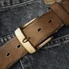 Ceintures Top Cuir Véritable Pour Hommes Design Rétro Large 38MM Ceinture Cuivre Boucle Ardillon Marron Noir Cowboy