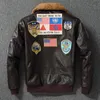 Men's Jackets G1 Top Layer Cowhide Leather Flight Jacket 100%High Quality Men Genuine Leather Lapel Leisure Jacket Gun Same as Tom 230808