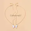 Fashion 1pair Beauty Butterfly Pendant Necklaces Women Girl Special Gift Mother Daughter Fine Chain Chokers for Sister Friend J230809