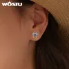 Stud Wostu Vintage 925 Sterling Silver Spider Earrings Purple Hearthaped Zircon for Women Fashion Jewelry Hallowmas Party Gift 230808