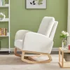 Rocking Chair Mid-Century Modern Rocking Armchair Upholstered Tall Back Accent Glider Rocker,Beige