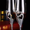 Crystal Diamond Heart-Shaped Champagne Cup Set Bubble Goblet Glass Wedding Par Par Vinglas HKD230809