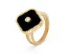 2023 anéis de casal trevo da sorte anel de quatro folhas amor anéis de ouro para mulheres homens anéis de casamento de luxo