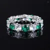 Anelli a grappolo Gioielli in argento sterling S925 Original Certified Lab Creato Ruby Emerald Sapphire Row Ring per le donne Accessori per feste vintage