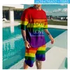 Conjunto de agasalhos masculinos LGBT roxos Memorial Day: conjunto de shorts e camisetas curtas