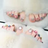 False Nails Colorful Shiny Glitters Toe Nail Full Coverage Stylish Color Matching Fake For Valentine's Day Lover Gift