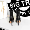 Bigtree 2023 New Design Black Women Sexy High-Heel Boots Female 소프트 표면 가죽 발목 부츠 Stiletto Heels Shoes L230704