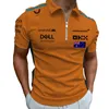 DJVN 2023 Formel One Men's Fashion Polo F1 Racing Team 2023 Ny blixtlås Shirt McLaren-fans överdimensionerade T-shirt Summer Norris 4 Driver Tee Tops