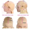 13x4 13x6 613 honung blond färg spetsar främre mänskliga hår peruker för kvinnor transparent brasiliansk rak frontal