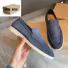 Chaussures décontractées pour hommes LP mocassins plats bas en daim Richelieus en cuir de vache Loros.Piana Mocassins mocassins de confort de marche d'été mocassins à enfiler semelle en caoutchouc appartements boîte sac à poussière