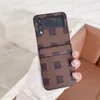 Top Classic Grid Print Phone Case для Samsung Z Flip 5 4 3 PU кожаная кожа TPU сгибание сгиба
