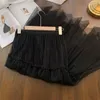 Skirts Spring Summer Women Pleated Midi Skirt Ladies Elastic High Waist Tulle Mesh Tutu Teenage Girls A-line